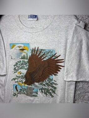 Vintage Eagle Shirt Mens Extra Large Bald Eagle Crewneck Tee 90s Made in USA Fun